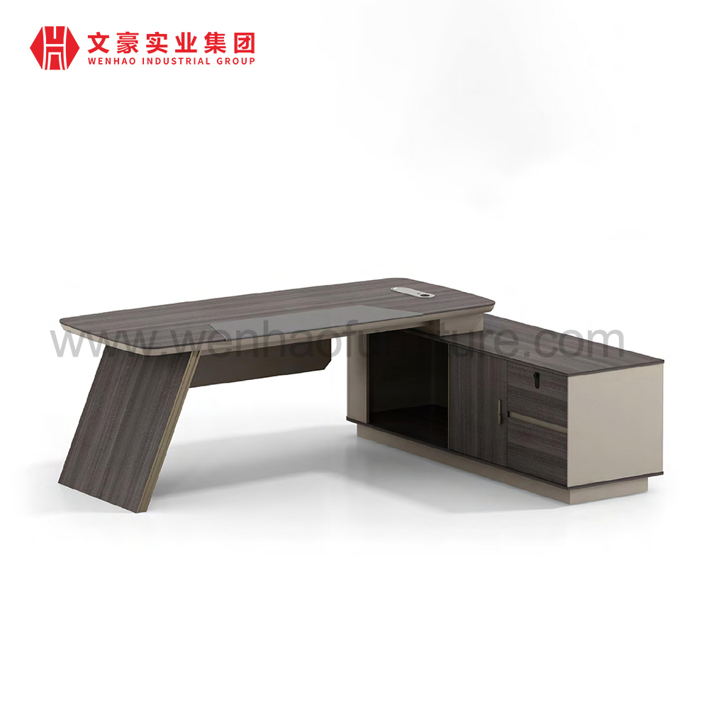 Escritorio de oficina de lujo para jefe, mesa de oficina ejecutiva en forma de L moderna, muebles de oficina comerciales