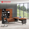 Mesa de trabajo de estilo de lujo moderno, mesa de oficina de madera a la venta, escritorio de oficina ejecutivo con gabinete
