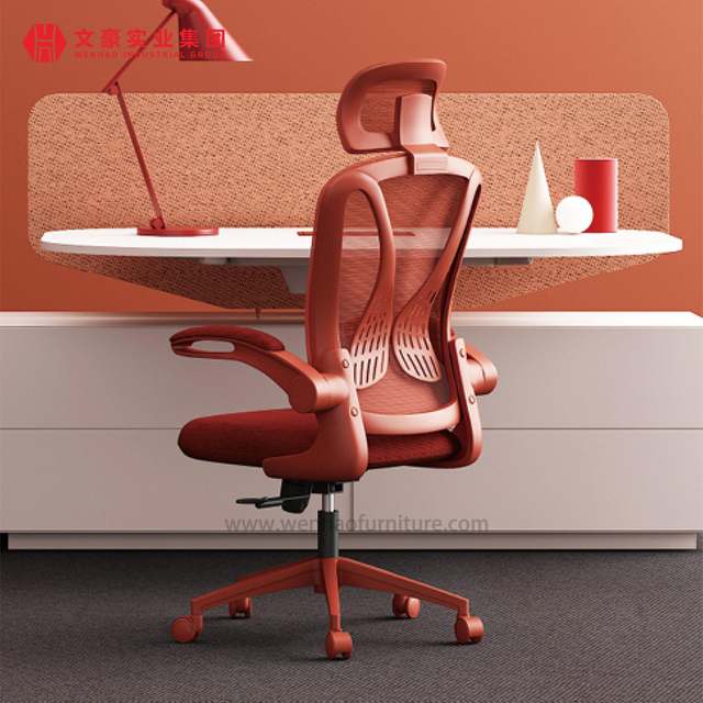 Silla ergonómica de la oficina de la malla anaranjada con las sillas de escritorio tapizadas giratorias del reposacabezas