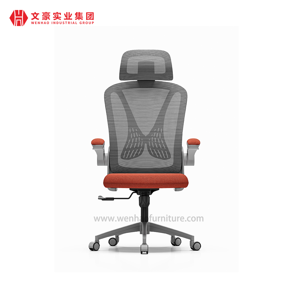 Sillas de oficina ergonómicas de malla con reposacabezas y apoyabrazos ajustables Silla de escritorio tapizada naranja Fábrica