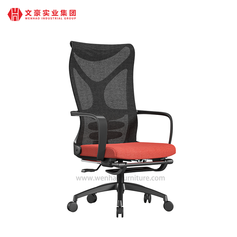 Fabricantes modernos de sillas de oficina de malla en China Silla de escritorio tapizada naranja con reposapiés