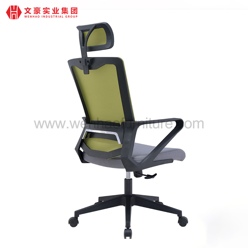 Sillas de escritorio tapizadas giratorias ergonómicas de la mejor silla de oficina de malla verde con reposacabezas