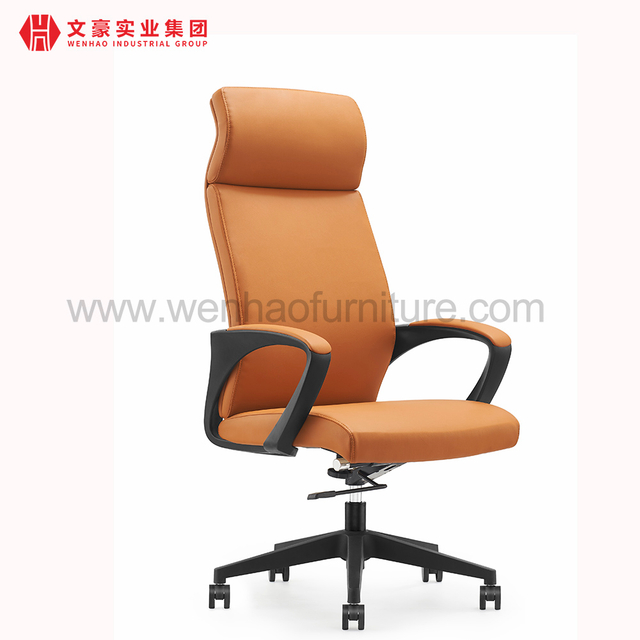 Sillas de escritorio giratorias tapizadas naranja de cuero de respaldo alto elegante de la silla de oficina de la oficina
