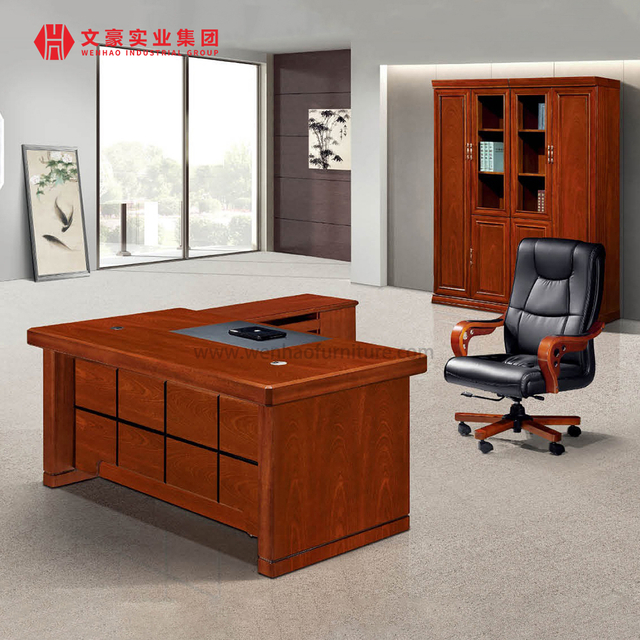 Escritorio de oficina clásico Boss Ceo de diseño moderno de alta calidad con forma de MDF en forma de L, muebles de oficina, mesa combinada