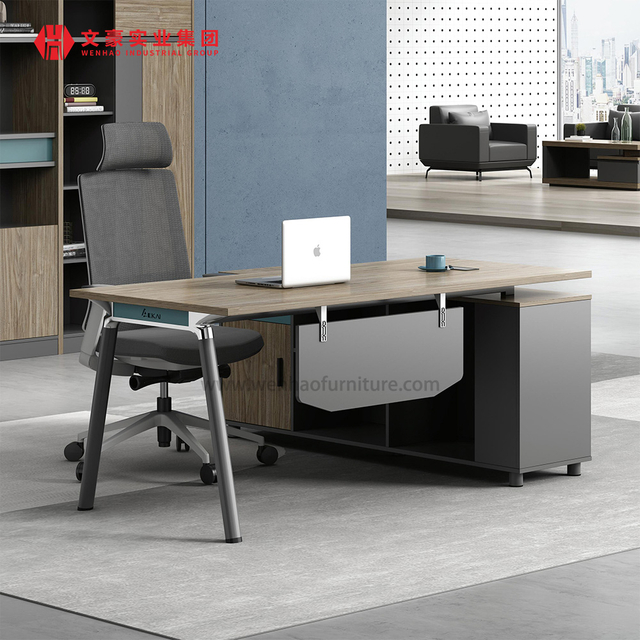 Escritorio de oficina moderno en forma de L, escritorio de oficina ejecutivo de alta gama y silla, mesa de oficina de CEO Boss