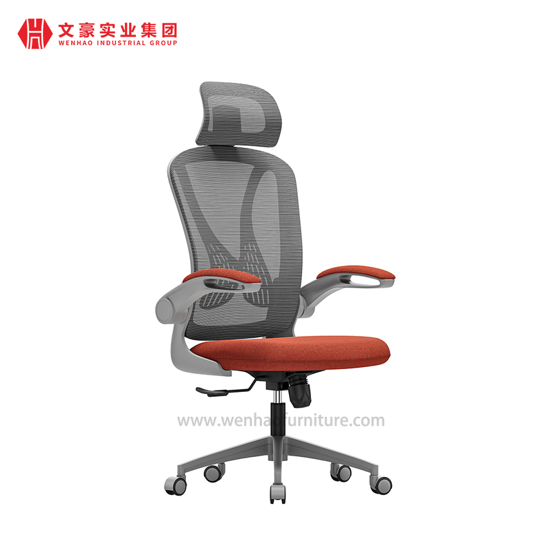 Sillas de oficina ergonómicas de malla con reposacabezas y apoyabrazos ajustables Silla de escritorio tapizada naranja Fábrica