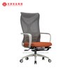 Fabricantes modernos de sillas de oficina de malla en China Silla de escritorio tapizada naranja con reposapiés