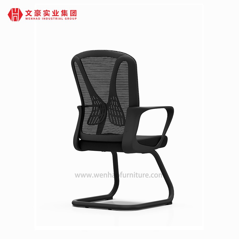 Silla de conferencia de oficina de malla negra moderna con proveedor de sillas de escritorio tapizadas con barandilla en China