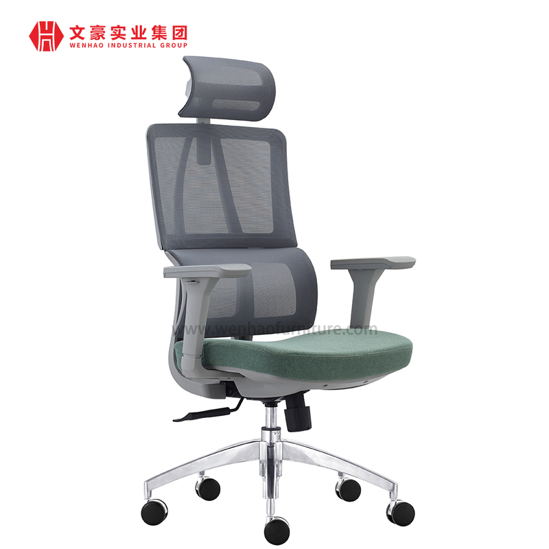 Sillas de trabajo ejecutivas modernas, silla de ordenador de malla ergonómica tapizada de oficina con reposacabezas ajustable