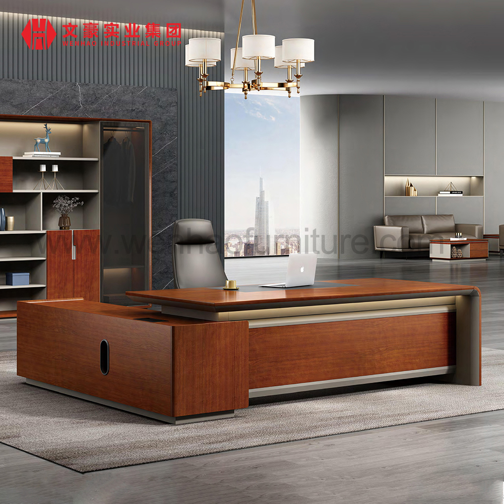 Mesa de oficina de director moderna, muebles de oficina de lujo en forma de L, de madera, Ceo Boss, escritorio ejecutivo en forma de L