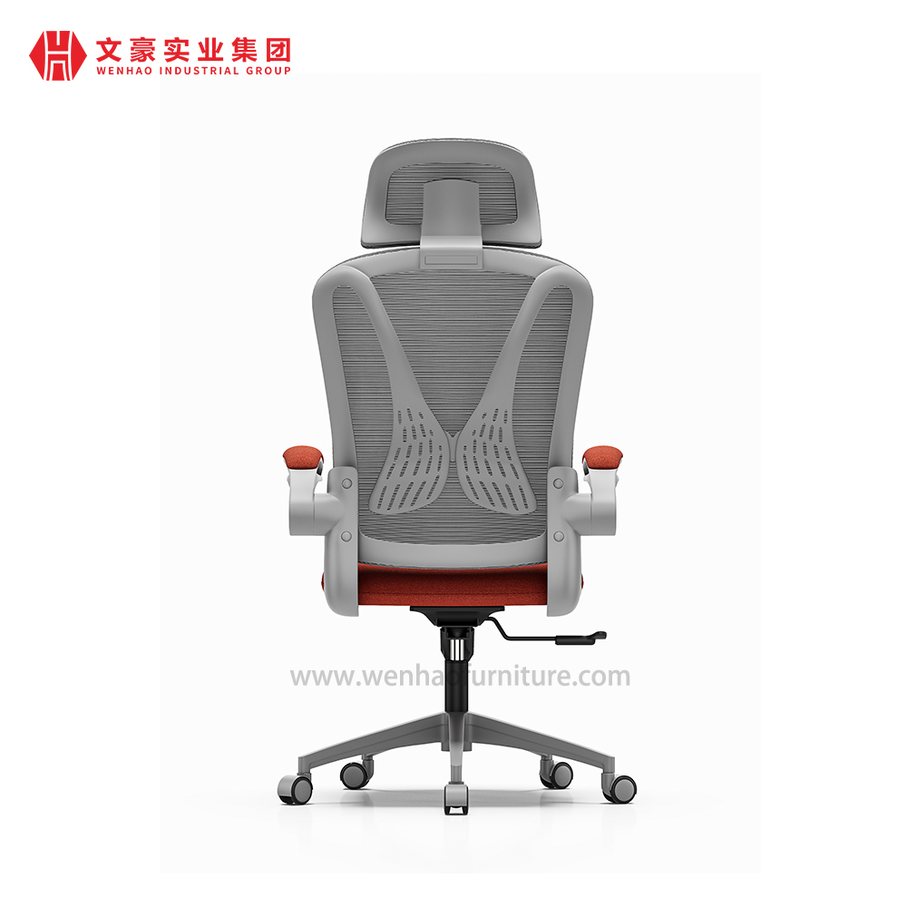 Sillas de oficina ergonómicas de malla con reposacabezas y apoyabrazos ajustables Silla de escritorio tapizada naranja Fábrica