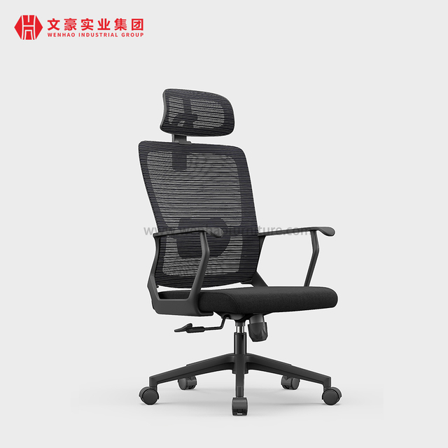 Silla de oficina ergonómica de malla ejecutiva negra moderna con sillas de escritorio tapizadas giratorias con reposacabezas