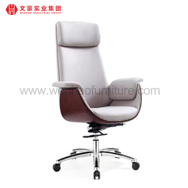 Silla de oficina ejecutiva de cuero moderna con reposacabezas sillas de escritorio profesionales giratorias blancas y grises