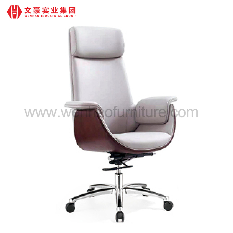 Silla de oficina ejecutiva de cuero moderna con reposacabezas sillas de escritorio profesionales giratorias blancas y grises