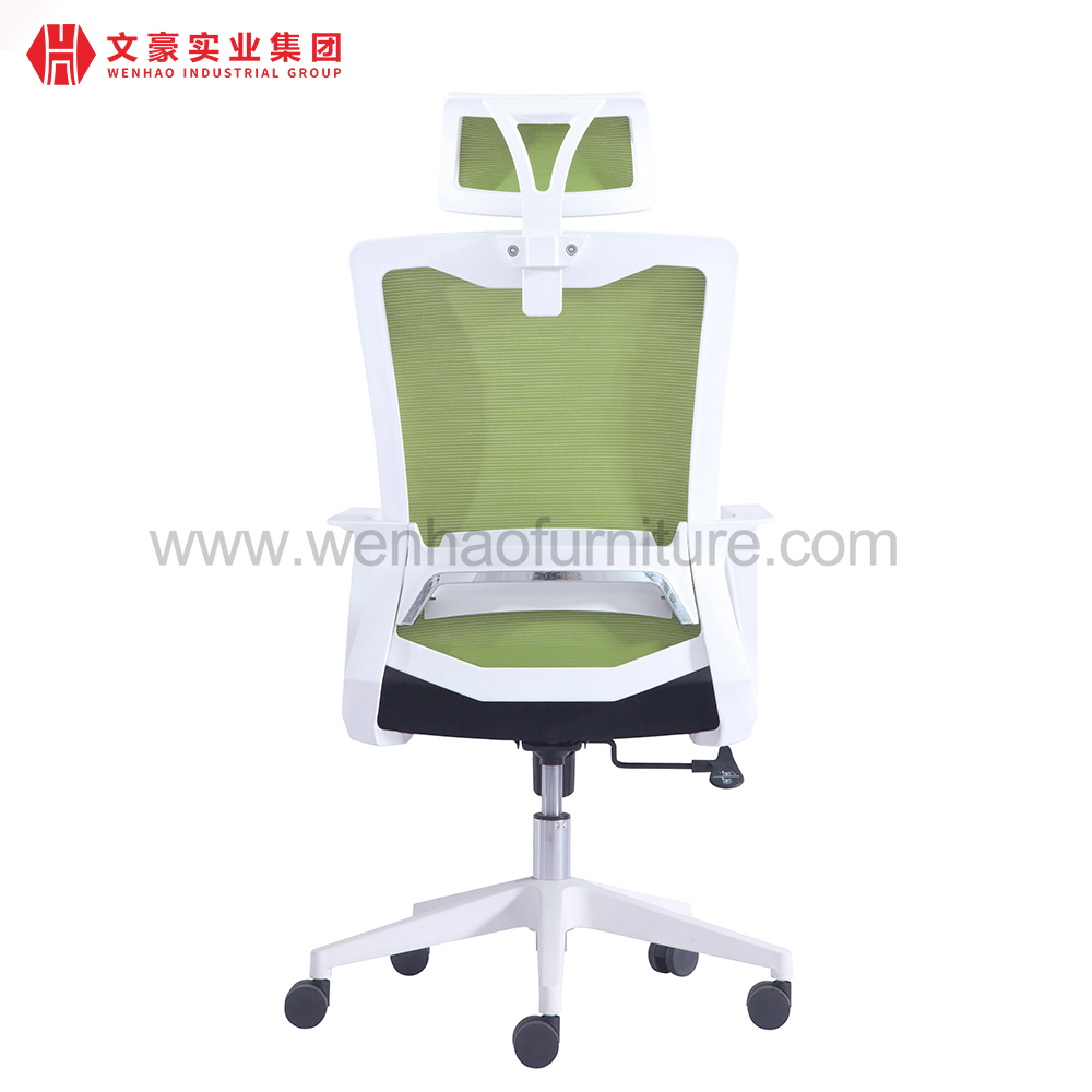 Silla ergonómica de oficina de malla trasera alta verde con sillas de escritorio tapizadas giratorias con reposacabezas