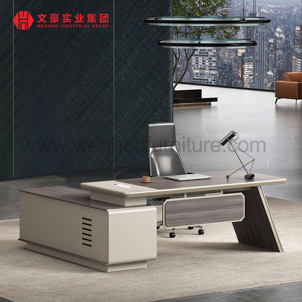 Escritorio de oficina de lujo para jefe, mesa de oficina ejecutiva en forma de L moderna, muebles de oficina comerciales