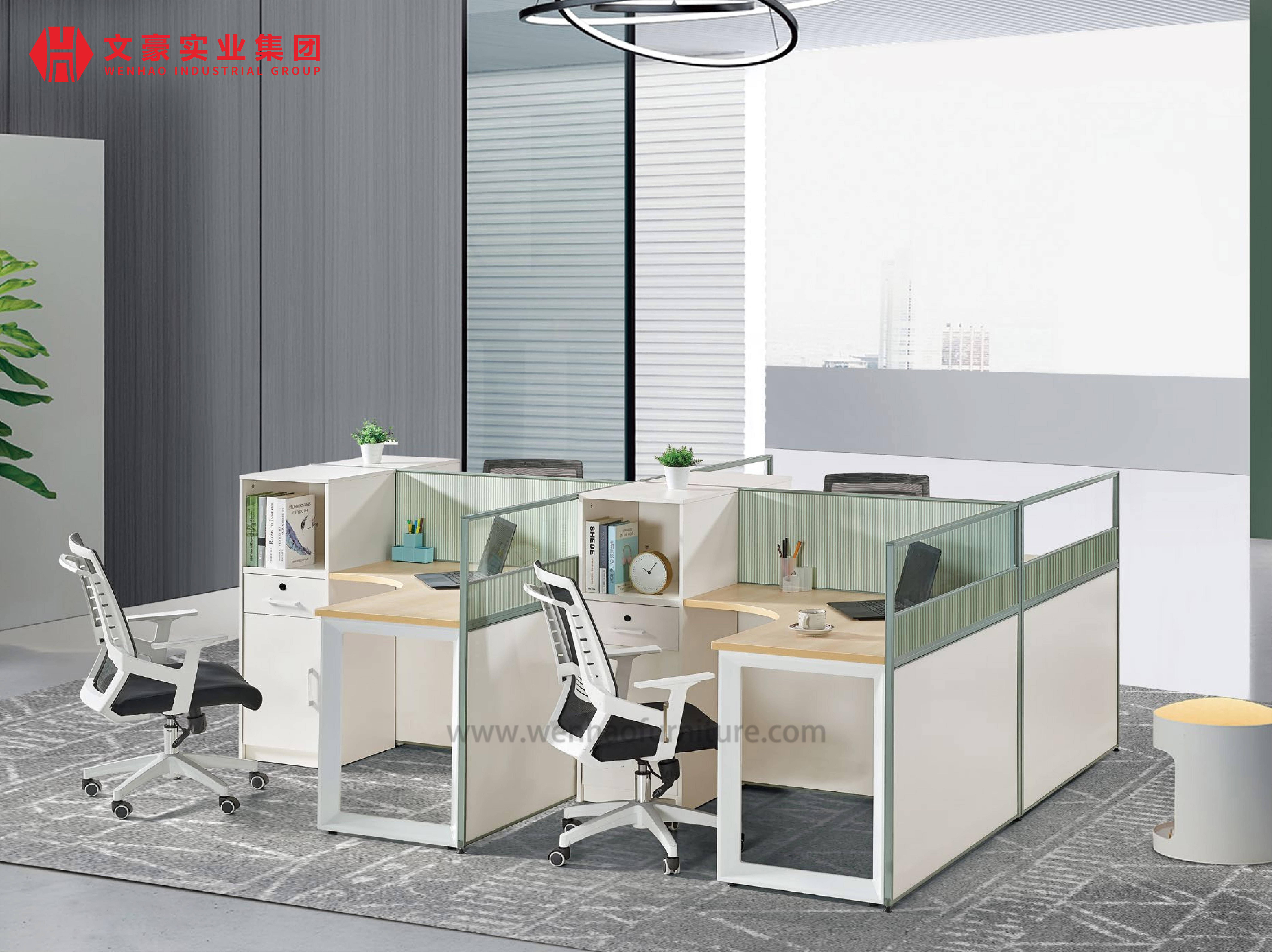 Puesto de trabajo de madera del escritorio del personal de la persona de los muebles de oficinas 2 del escritorio del puesto de trabajo de los cubículos de la oficina moderna