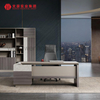 Forma de L de la tabla ejecutiva del color beige laminado del diseño elegante moderno modular de los muebles de oficinas con los cajones