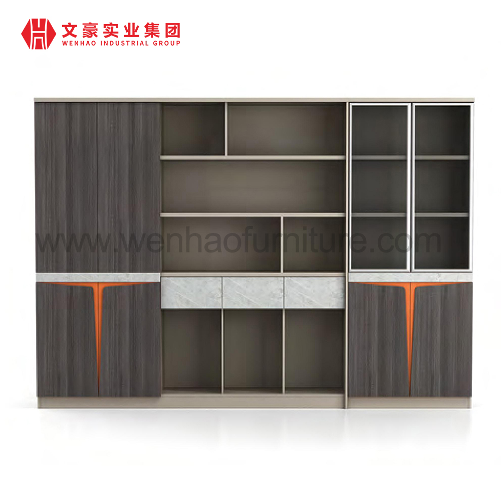 Archivador de madera de los muebles de oficinas del diseño moderno con el estante para libros del archivador del almacenamiento de la puerta de cristal