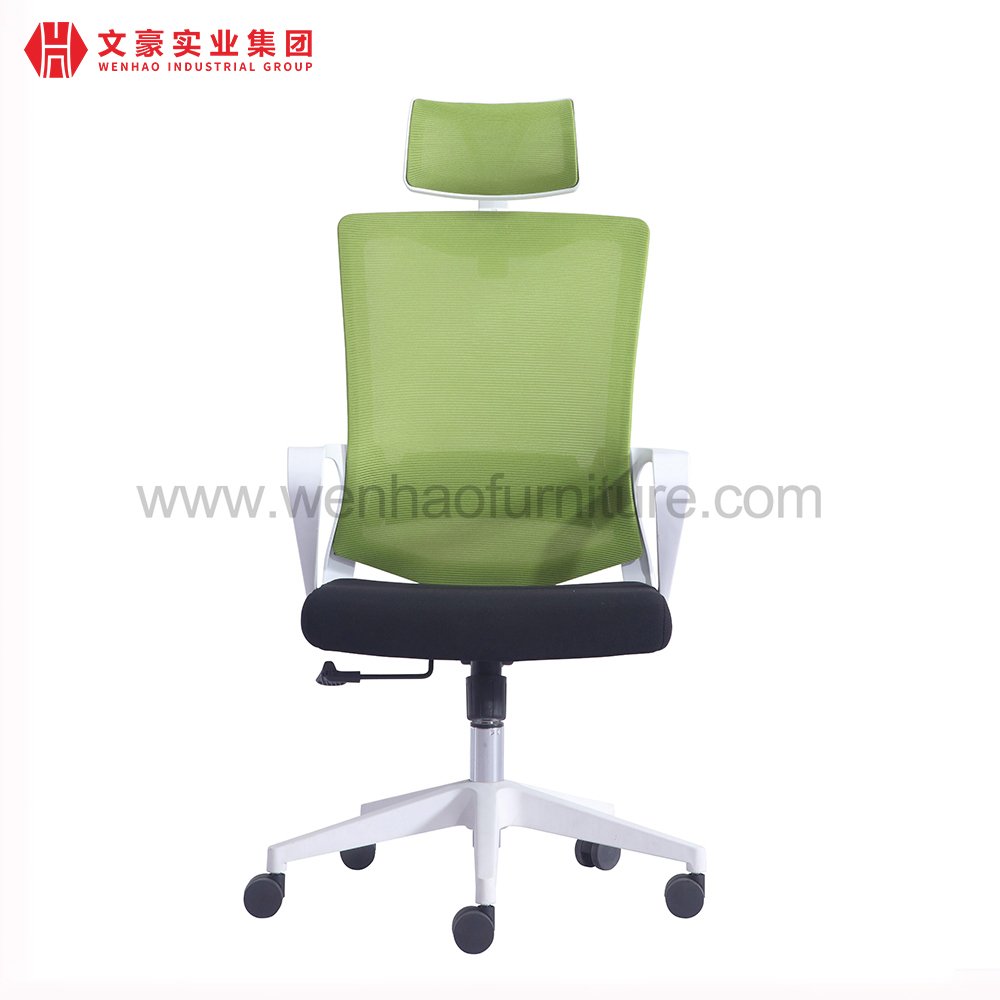 Silla ergonómica de oficina de malla trasera alta verde con sillas de escritorio tapizadas giratorias con reposacabezas