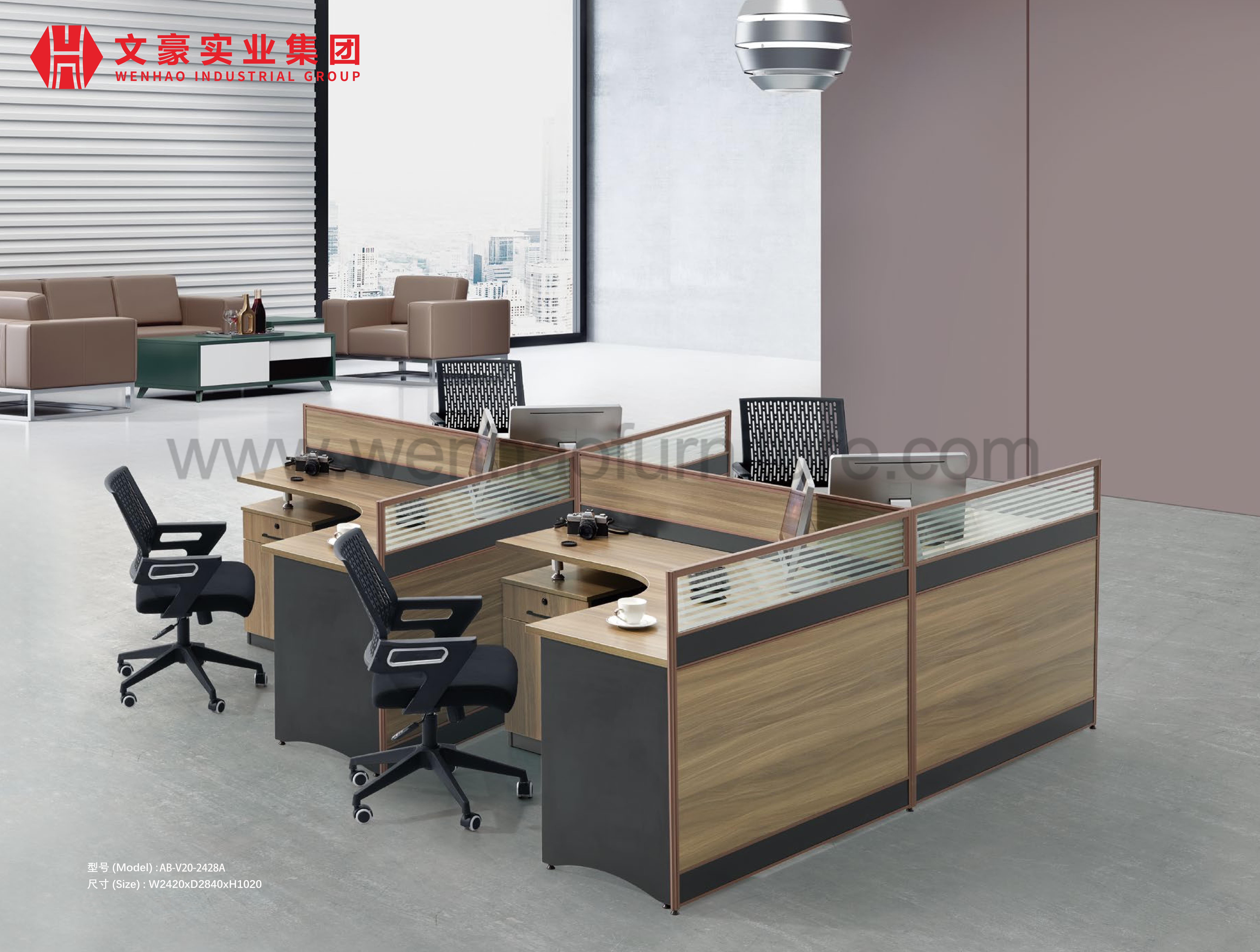 Proveedor de muebles de Foshan, estación de trabajo de cubículo de oficina Xinda Clover moderna para 2 4 6 8 personas