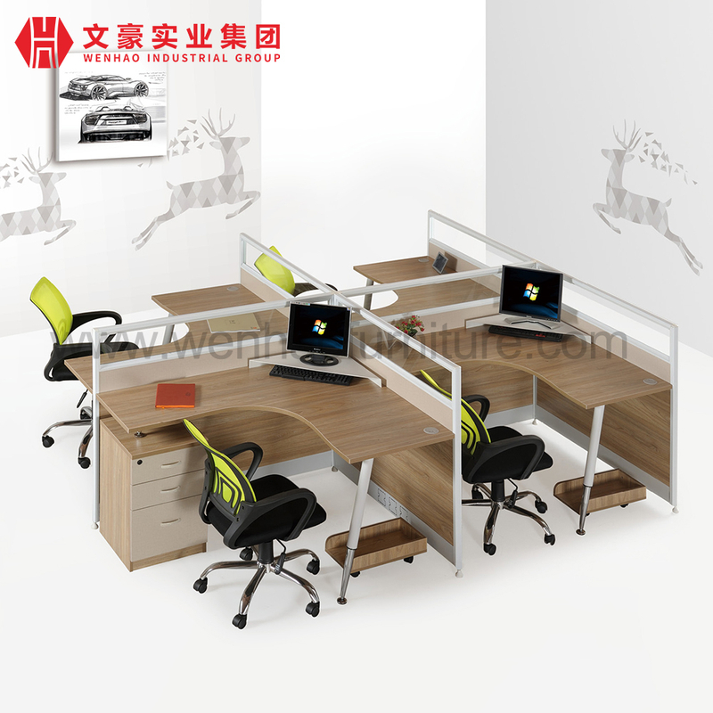 Venta directa de fábrica, muebles de oficina modernos personalizados, estación de trabajo de centro de llamadas para 4 personas