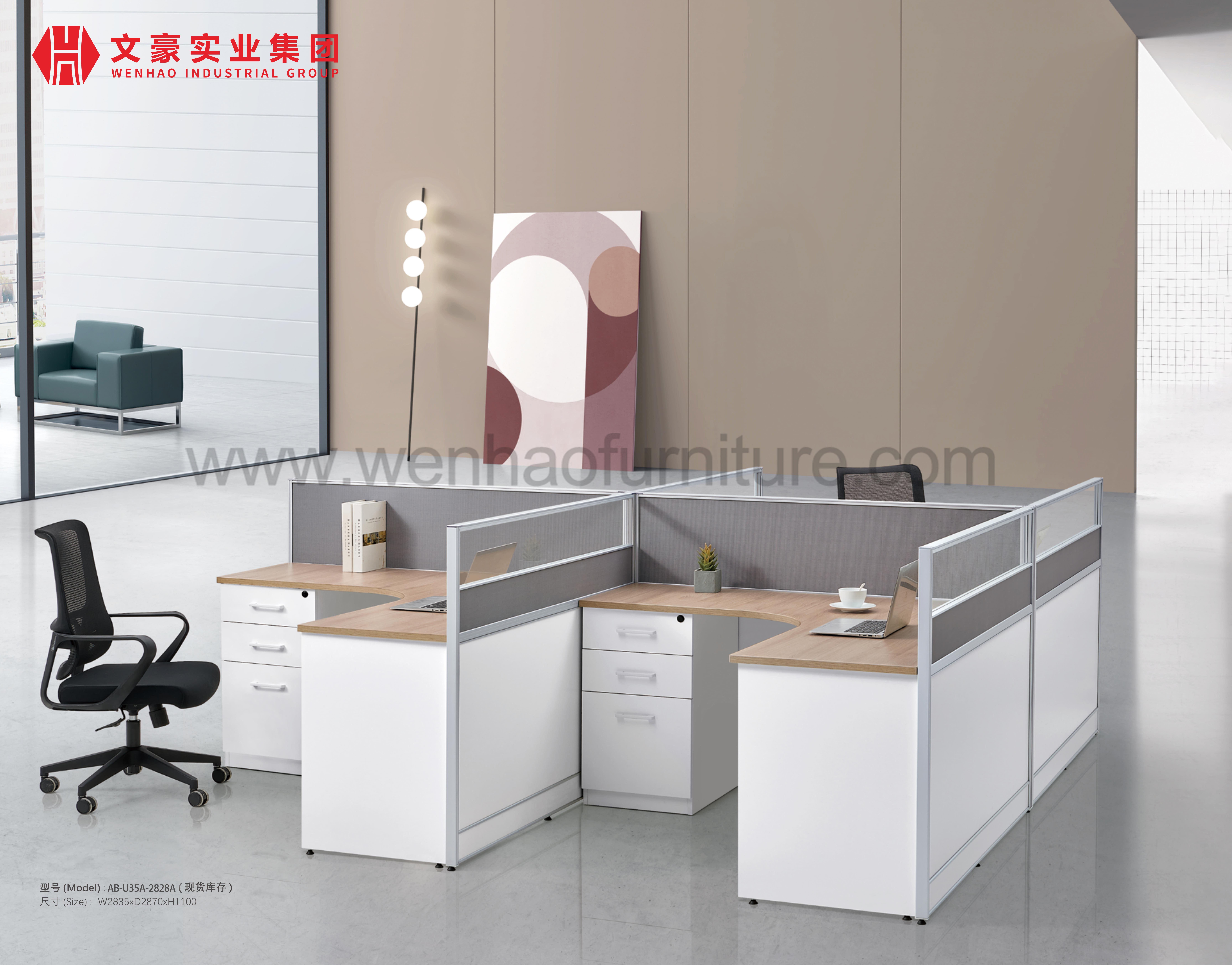 Mesa derecha del puesto de trabajo del escritorio de oficina de Seater de la pierna 6 de los muebles de los escritorios del personal de la oficina