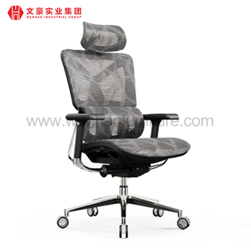 Silla de oficina ergonómica de malla con respaldo alto y reposapiés, fábrica moderna de sillas ejecutivas en China