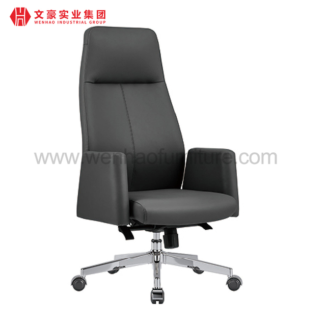 Silla de cuero de oficina de Guangdong con suministros ajustables Sillas de soporte de madera Fábricas