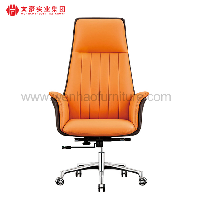 Silla de oficina ejecutiva de cuero con respaldo alto Proveedor de sillas giratorias naranja en China Silla de oficina ergonómica