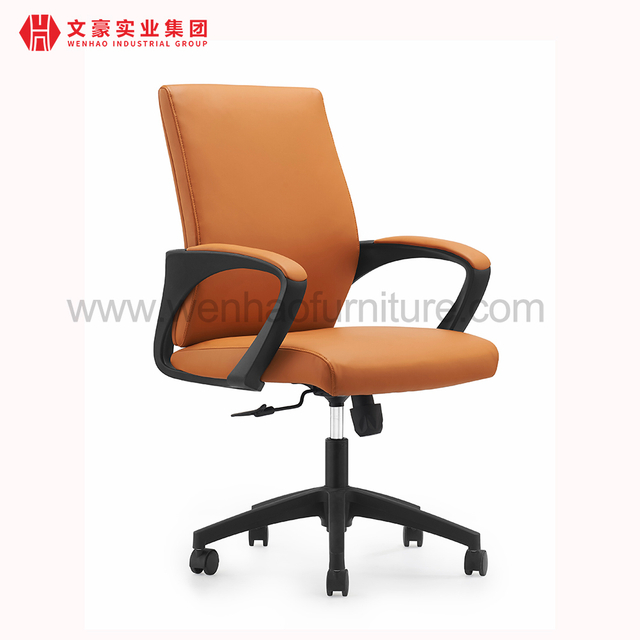 Proveedor superior de sillas de escritorio tapizadas giratorias de color naranja de silla de oficina de cuero en China