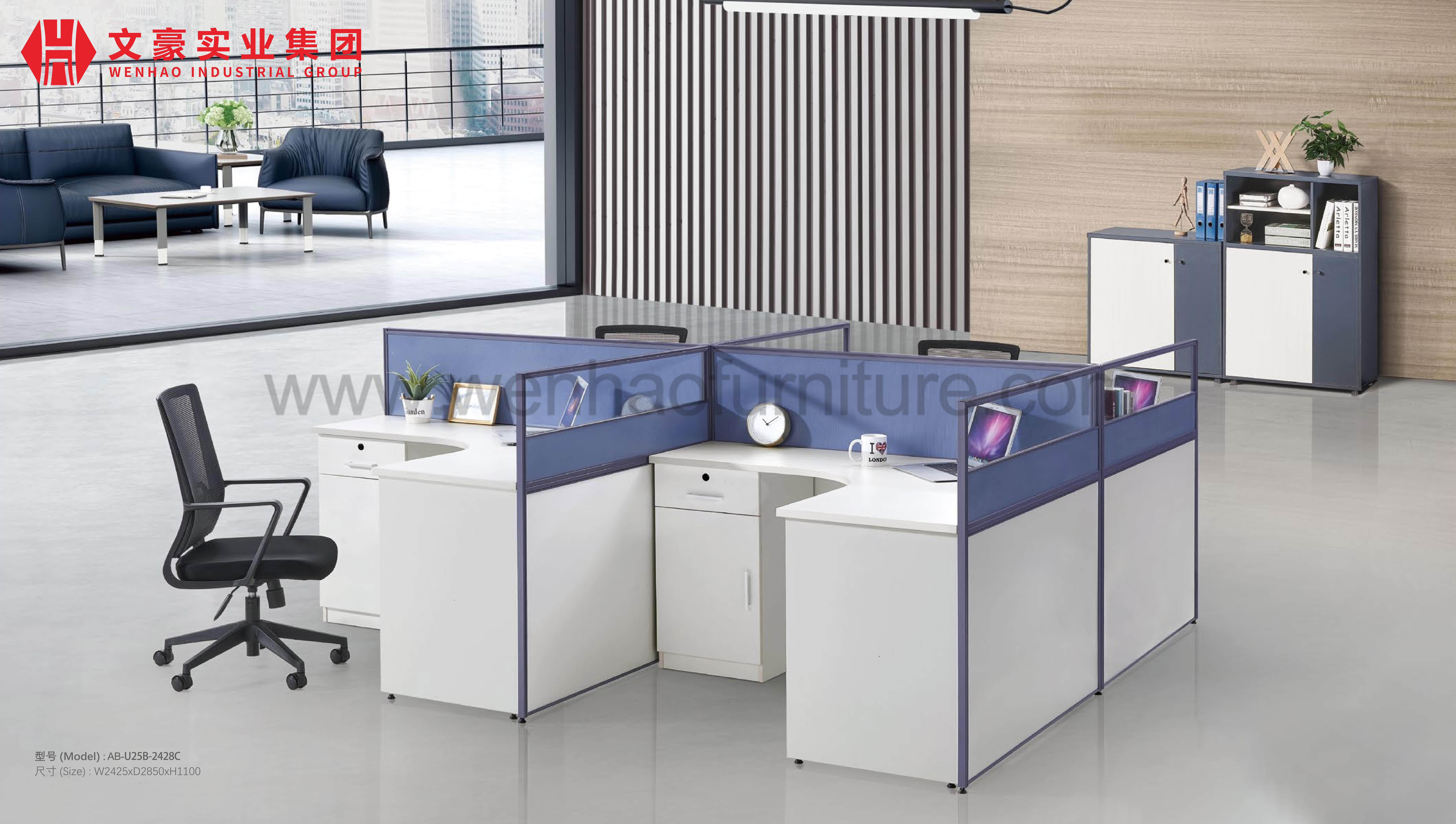 Escritorio del personal del puesto de trabajo del cubículo de la persona de los muebles 6 del escritorio del puesto de trabajo de la oficina