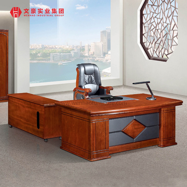Combinación de escritorio y silla de oficina, muebles de oficina simples y modernos, escritorio de gerente Presidente con gabinete lateral