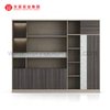 Forma de L de la tabla ejecutiva del color beige laminado del diseño elegante moderno modular de los muebles de oficinas con los cajones