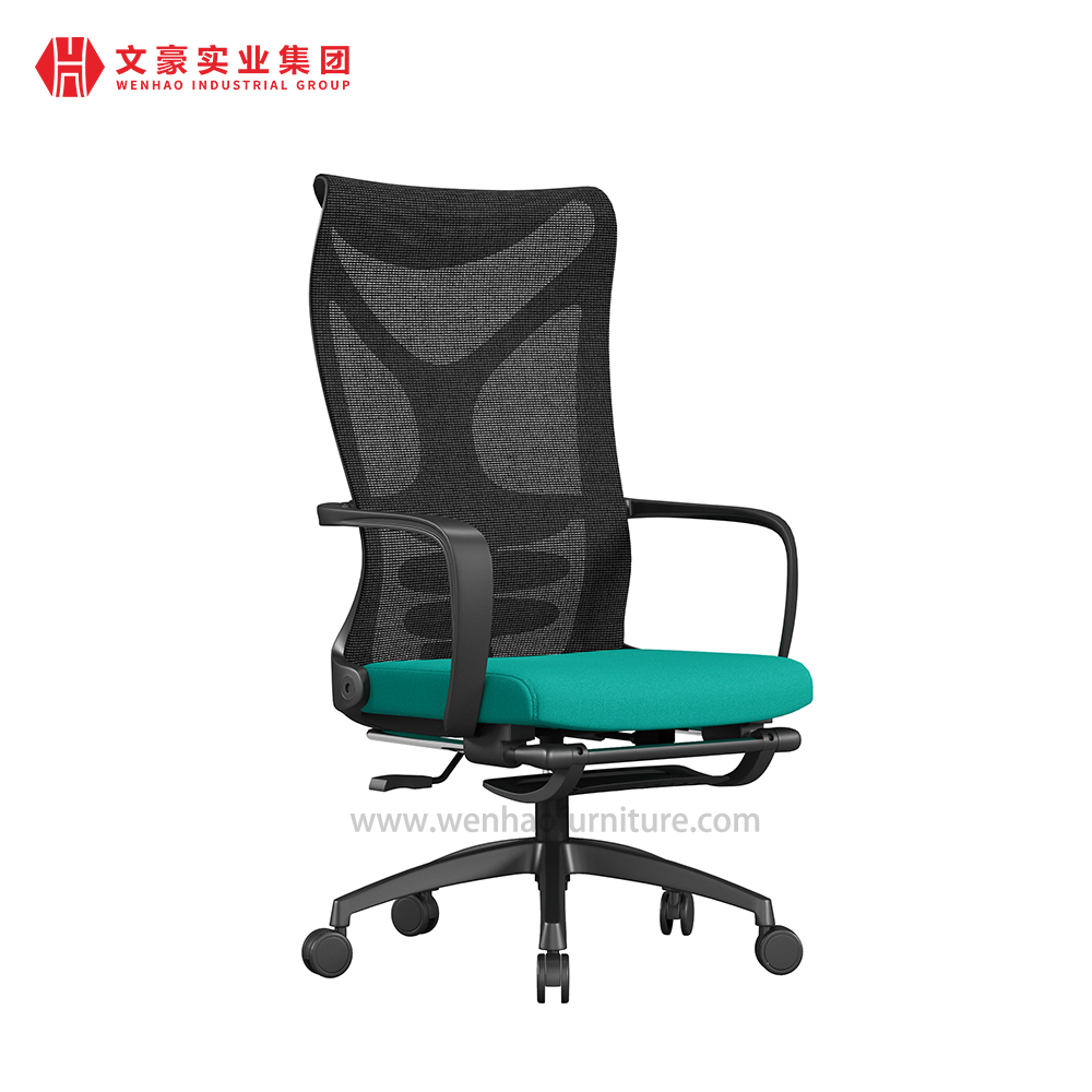 Fabricantes modernos de sillas de oficina de malla en China Silla de escritorio tapizada verde con reposapiés
