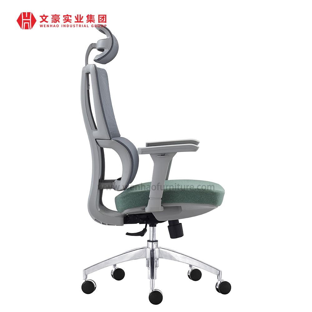 Sillas de trabajo ejecutivas modernas, silla de ordenador de malla ergonómica tapizada de oficina con reposacabezas ajustable