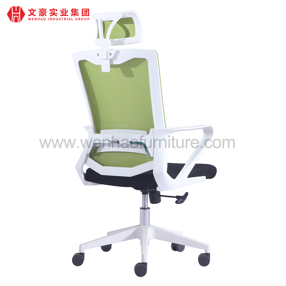 Silla ergonómica de oficina de malla trasera alta verde con sillas de escritorio tapizadas giratorias con reposacabezas