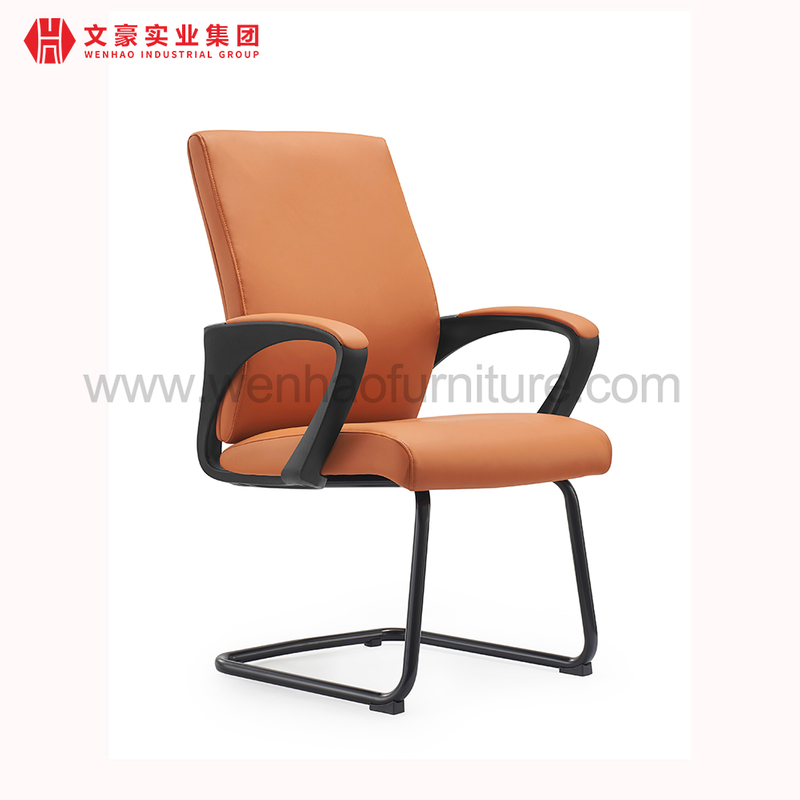 Silla de oficina de conferencia de cuero moderna Sillas tapizadas naranja para invitados