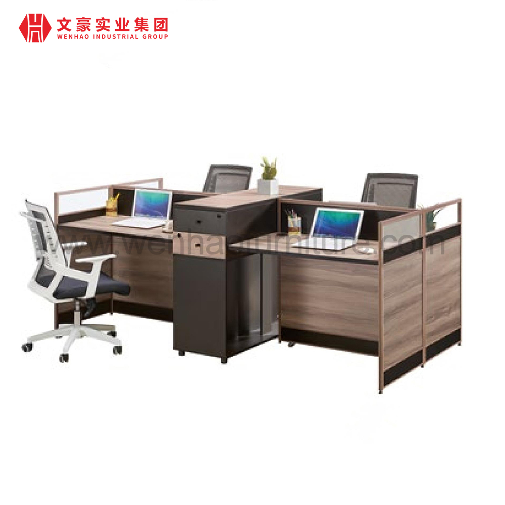 Estación de trabajo cúbica de privacidad modular industrial simple de 4 plazas