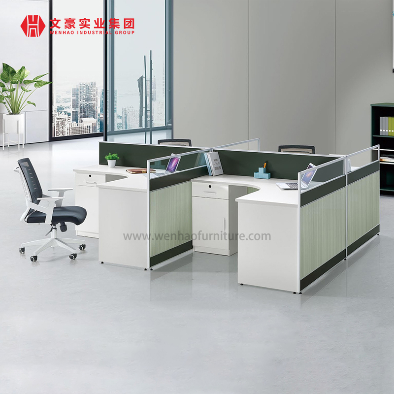 Estaciones de trabajo modernas y modulares abiertas para 4 personas, mesa de oficina para ordenador, escritorio de Mdf, escritorio para personal con partición de oficina