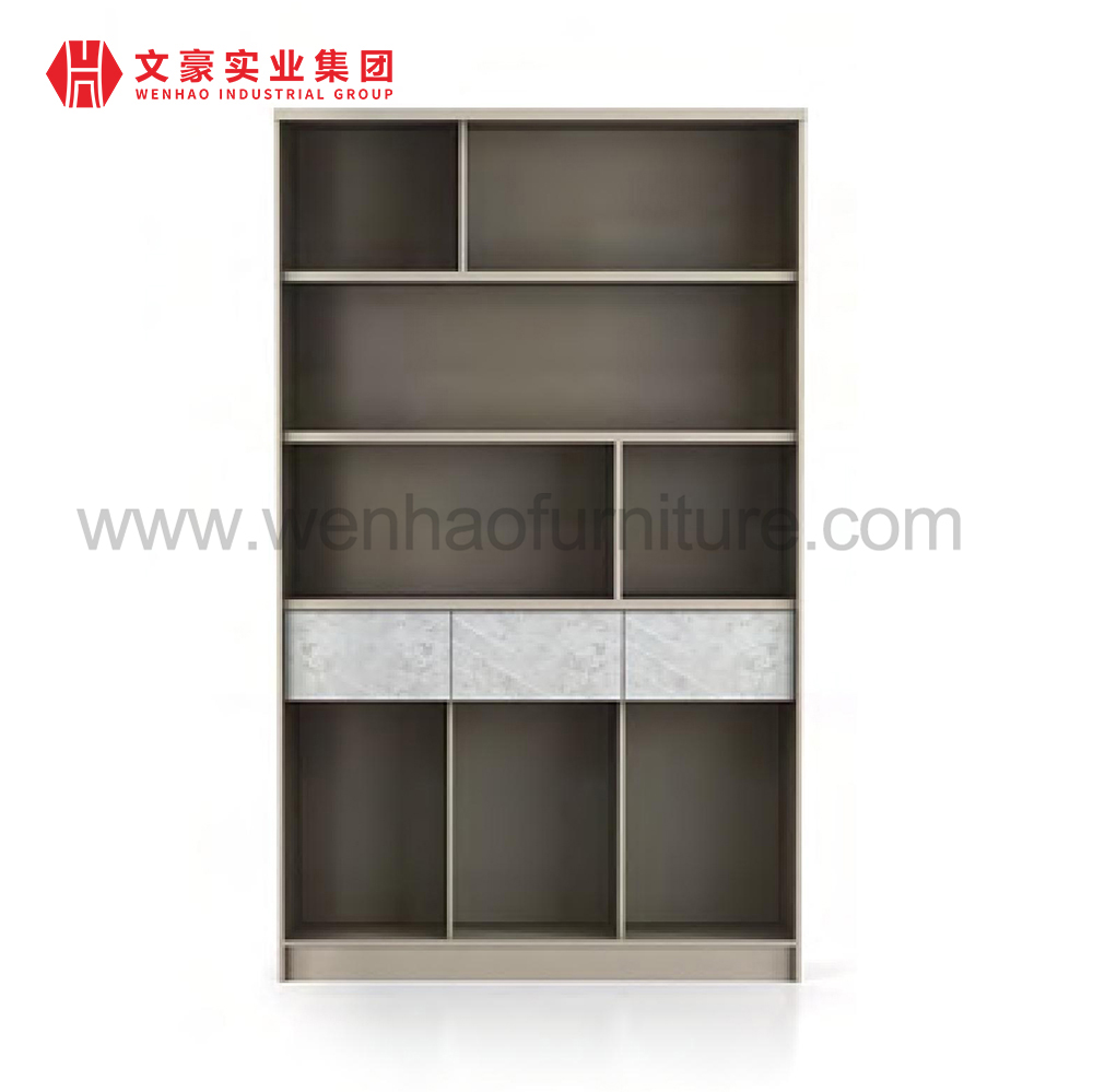 Forma de L de la tabla ejecutiva del color beige laminado del diseño elegante moderno modular de los muebles de oficinas con los cajones