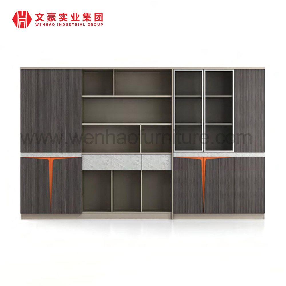 Archivador de madera de los muebles de oficinas del diseño moderno con el estante para libros del archivador del almacenamiento de la puerta de cristal