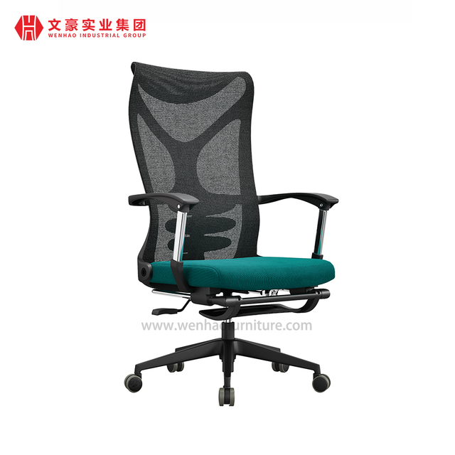 Fabricantes modernos de sillas de oficina de malla en China Silla de escritorio tapizada verde con reposapiés