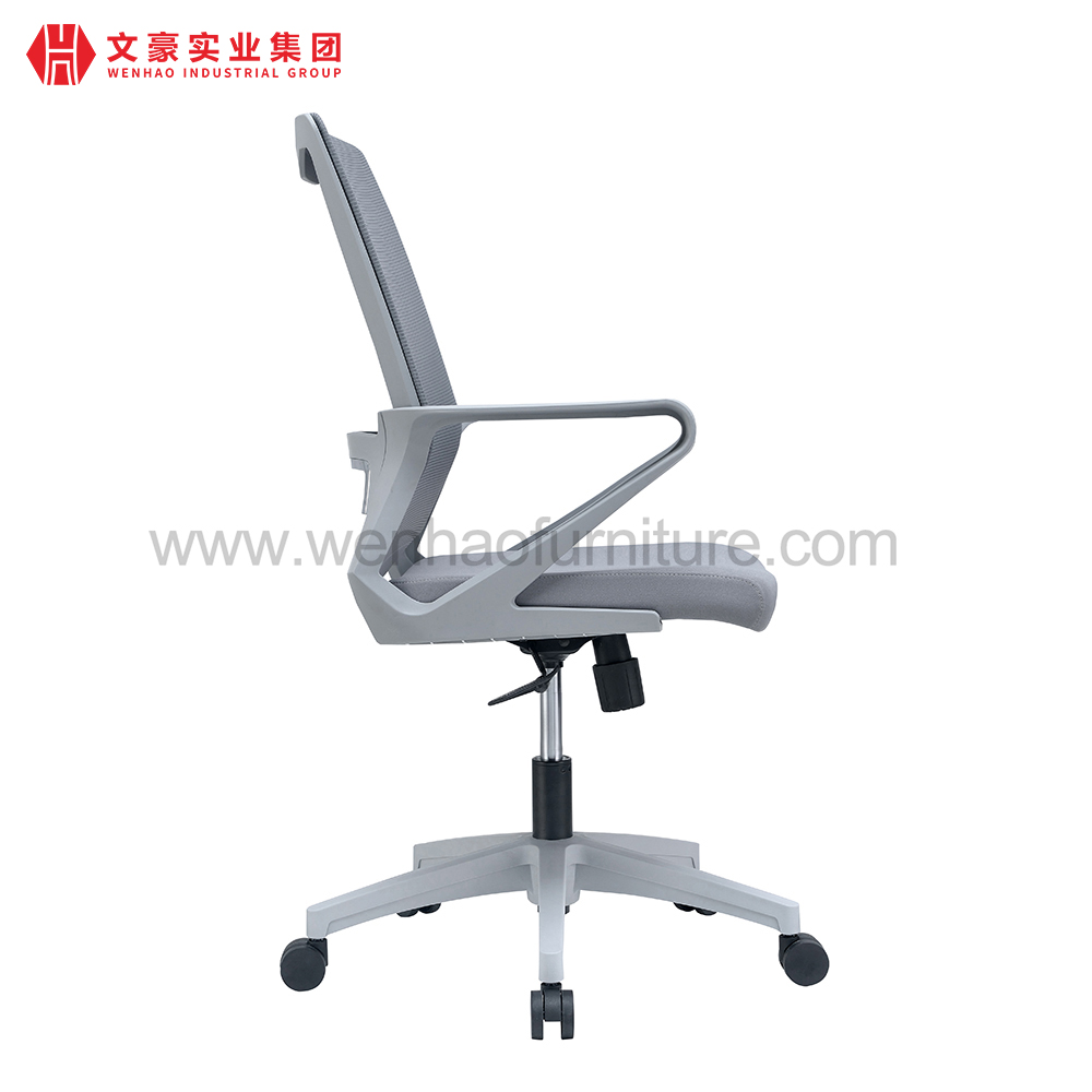 Silla de oficina de secretaría de malla gris con soporte lumbar Sillas de escritorio tapizadas Fabricante en China