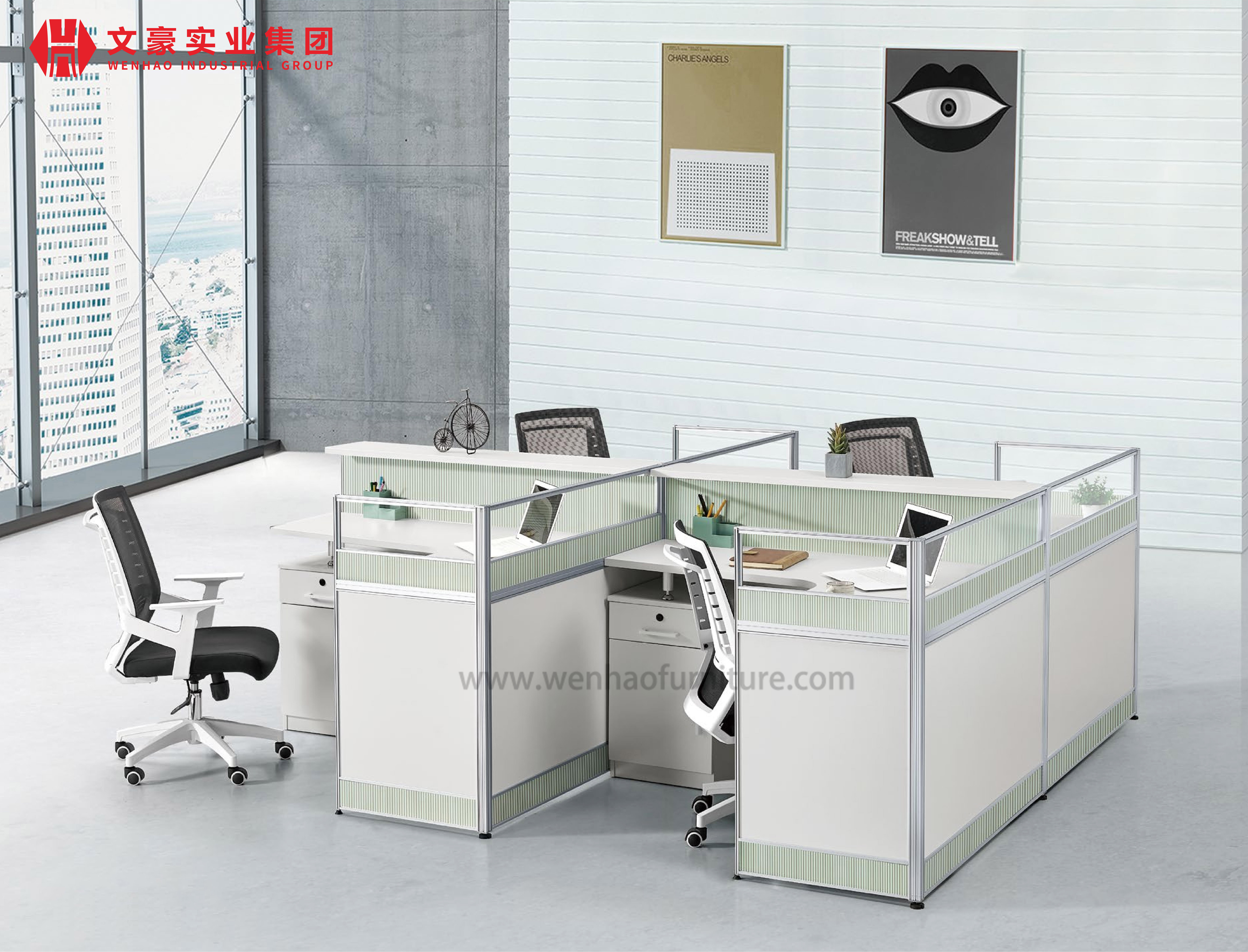Estación de trabajo modular moderna de muebles de oficina del fabricante de China, escritorio de estación de trabajo de oficina de 2, 4 y 6 plazas para 4 personas