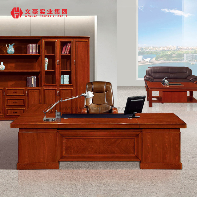 Muebles de oficina de estilo chino, escritorio de jefe de moda, mesa Taipan de lujo con gabinete lateral extraíble, escritorio de gerente