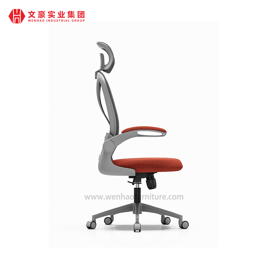 Sillas de oficina ergonómicas de malla con reposacabezas y apoyabrazos ajustables Silla de escritorio tapizada naranja Fábrica