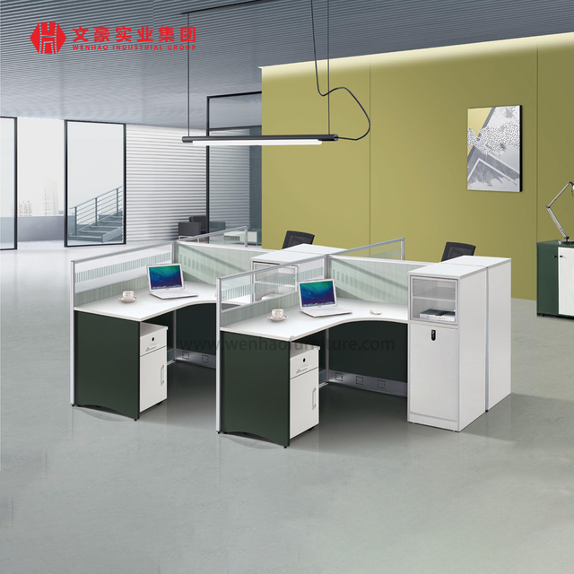 Muebles de oficina de alta calidad, muebles de oficina comerciales personalizados, escritorio de oficina, estación de trabajo Modular Simple para 4 personas