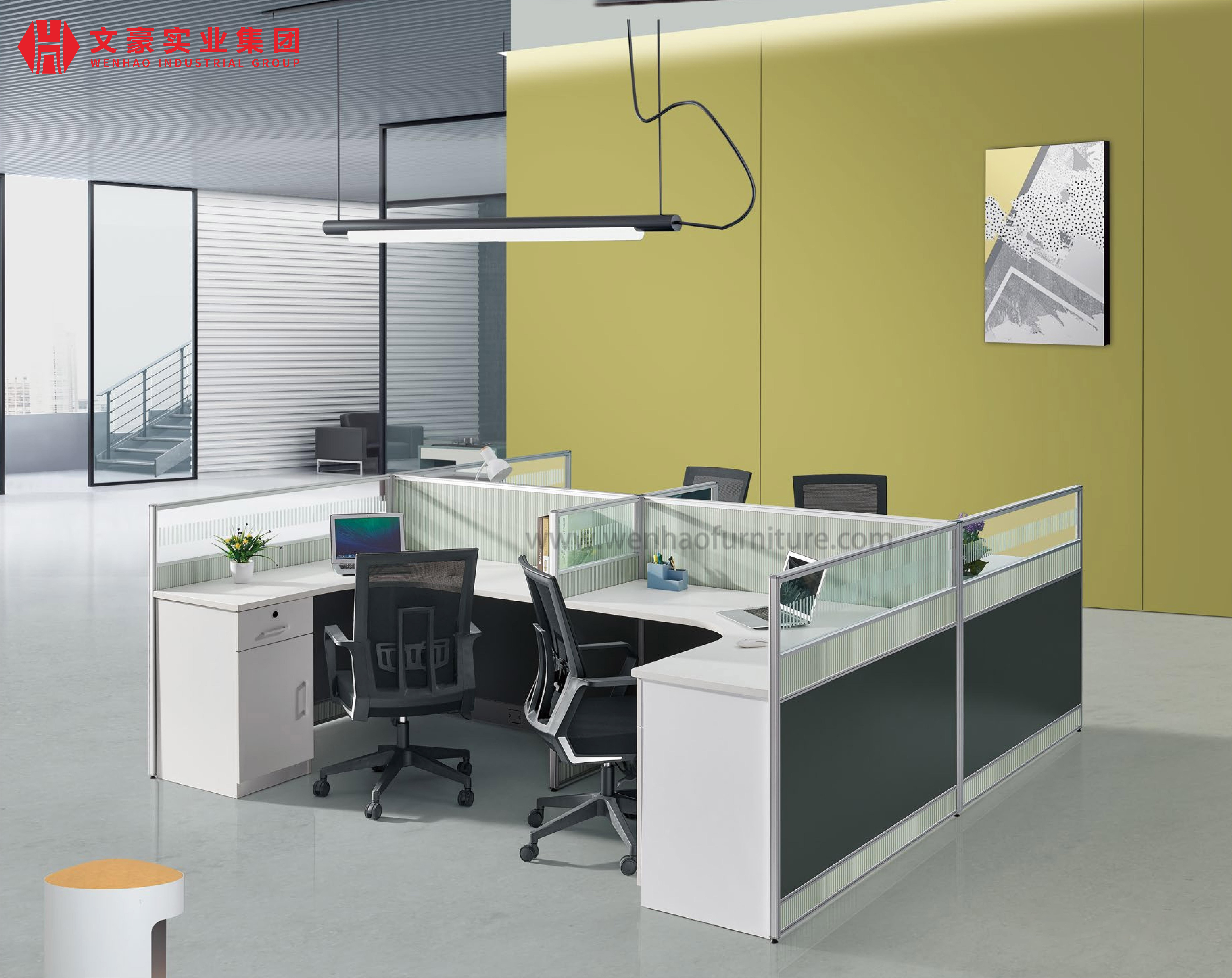 Estaciones de trabajo Oficina Muebles de mesa de oficina para 4 personas Cubículos de 4 plazas Escritorios y estaciones de trabajo de oficina
