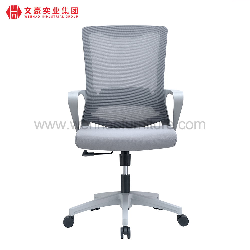 Silla de oficina de secretaría de malla gris con soporte lumbar Sillas de escritorio tapizadas Fabricante en China
